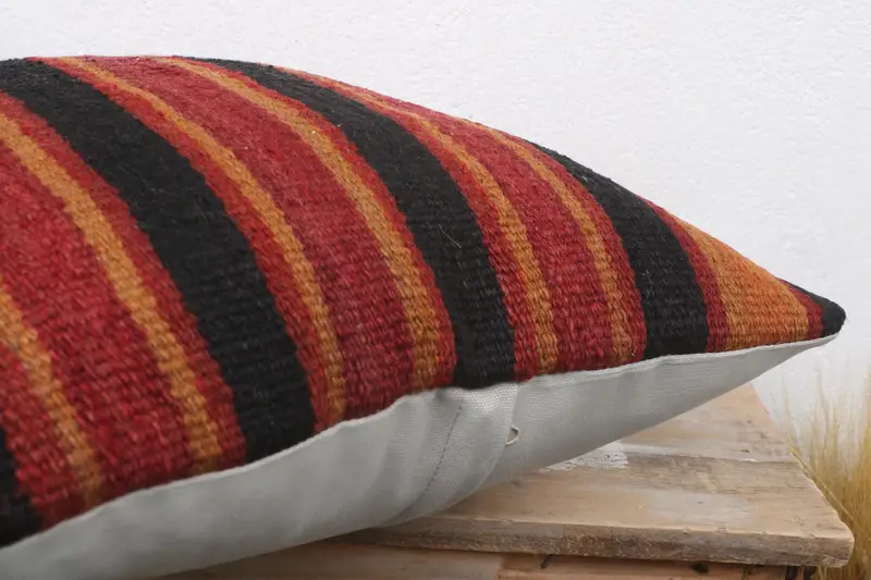 Kilim Cushion Sham, Turkish Pillow, Accent Pillow, 18x18 Red Cushion Case, Pillow Cover, One Of A Kind Pillow Case, Kilim Pillow Cover - 6