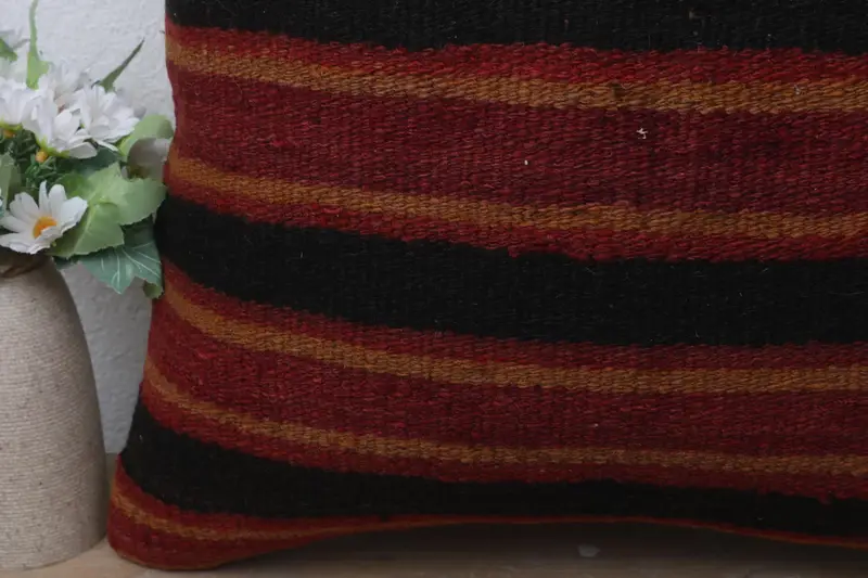 Kilim Cushion Sham, Turkish Pillow, Accent Pillow, 18x18 Red Cushion Case, Pillow Cover, One Of A Kind Pillow Case, Kilim Pillow Cover - 3