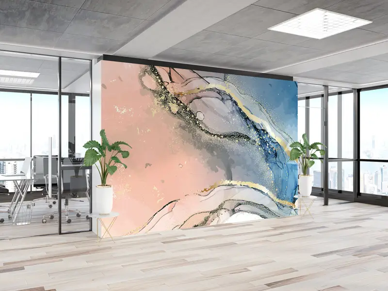 Elegante, mit Gold und rosa Marmor bedruckte Tapete für luxuriöses Dekor