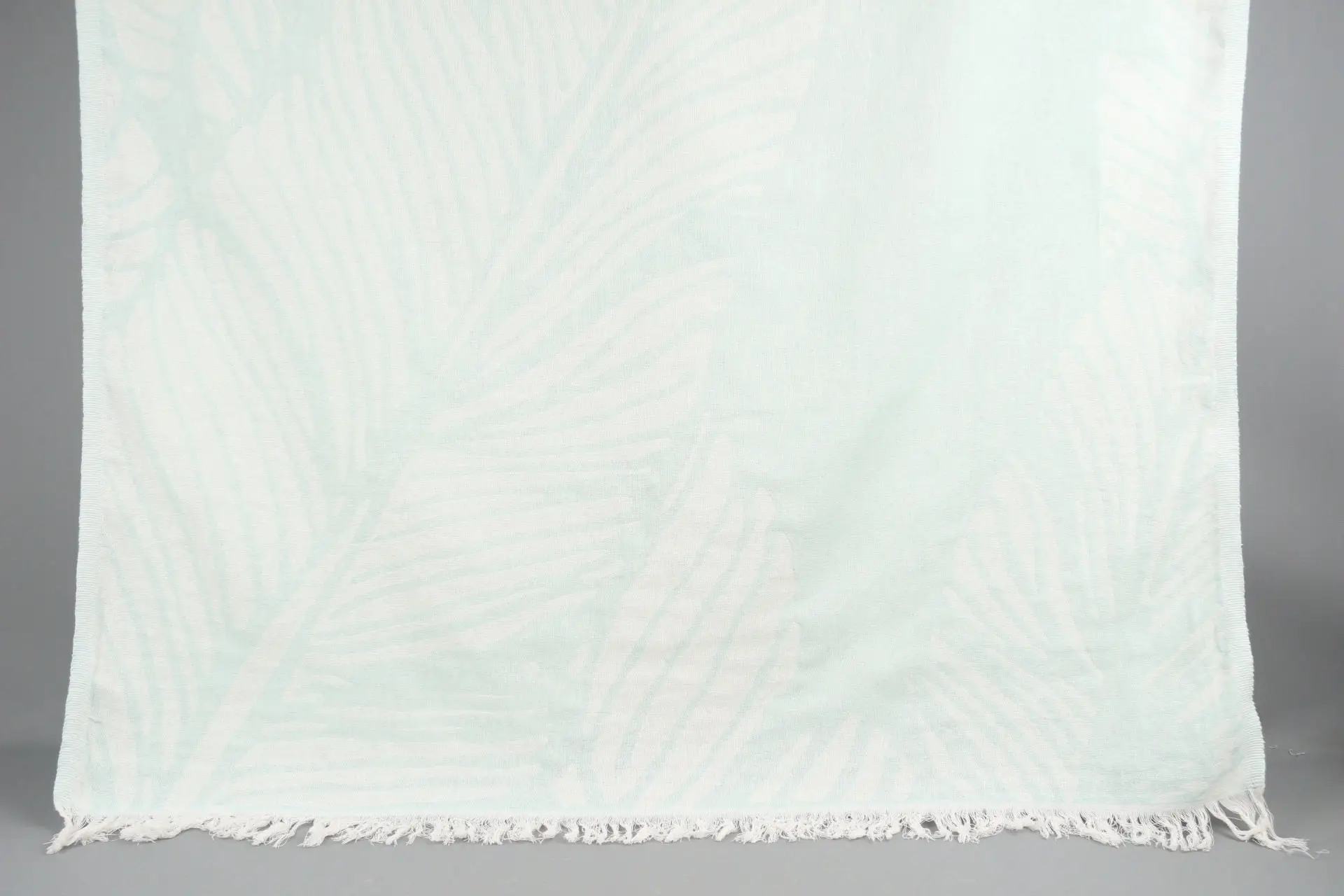 Personalized Mint Floral Towel, 40x71 Inches, Organic Cotton, Beige - 1