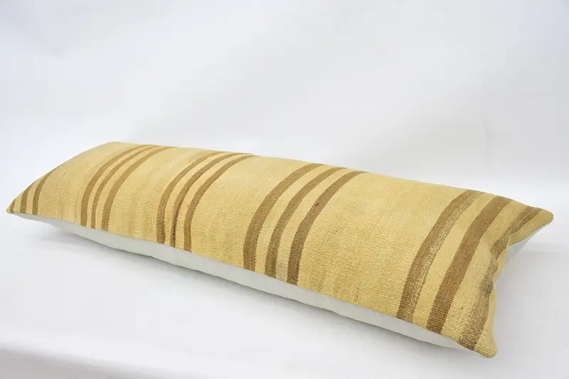 Bed Pillow Cover, 16x48 Beige Pillow Sham, Gift Pillow, Rustic Pillow Sham, Handmade Rug Seat Pillow Case, Turkish Pillow, Boho Pillow, Cushion - 6