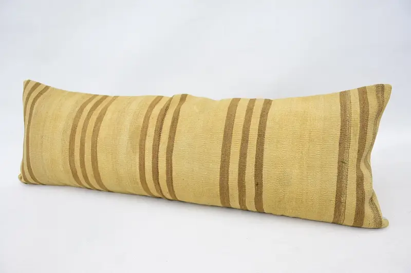 Bed Pillow Cover, 16x48 Beige Pillow Sham, Gift Pillow, Rustic Pillow Sham, Handmade Rug Seat Pillow Case, Turkish Pillow, Boho Pillow, Cushion - 5
