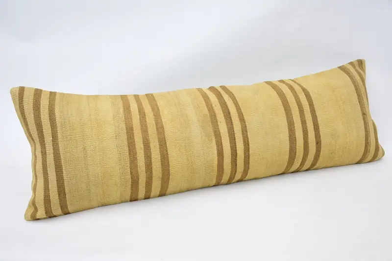 Bed Pillow Cover, 16x48 Beige Pillow Sham, Gift Pillow, Rustic Pillow Sham, Handmade Rug Seat Pillow Case, Turkish Pillow, Boho Pillow, Cushion - 3