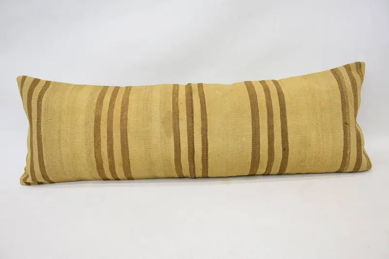Bed Pillow Cover, 16x48 Beige Pillow Sham, Gift Pillow, Rustic Pillow Sham, Handmade Rug Seat Pillow Case, Turkish Pillow, Boho Pillow, Cushion - 1