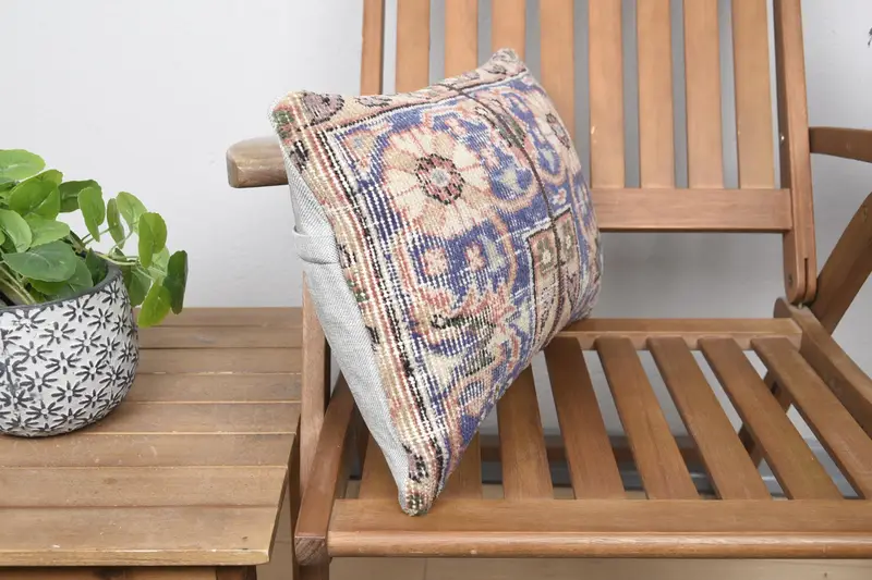 12x20 Blue Pillow Sham, Cushion, Shabby Chic Pillow Sham, Kilim Cushion Sham, Turkish Kilim Pillow, Turkish Corner Cushion, Boho Pillow - 2
