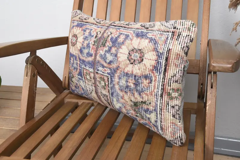 12x20 Blue Pillow Sham, Cushion, Shabby Chic Pillow Sham, Kilim Cushion Sham, Turkish Kilim Pillow, Turkish Corner Cushion, Boho Pillow - 3