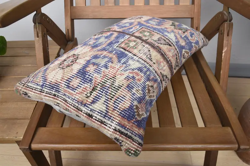 12x20 Blue Pillow Sham, Cushion, Shabby Chic Pillow Sham, Kilim Cushion Sham, Turkish Kilim Pillow, Turkish Corner Cushion, Boho Pillow - 4