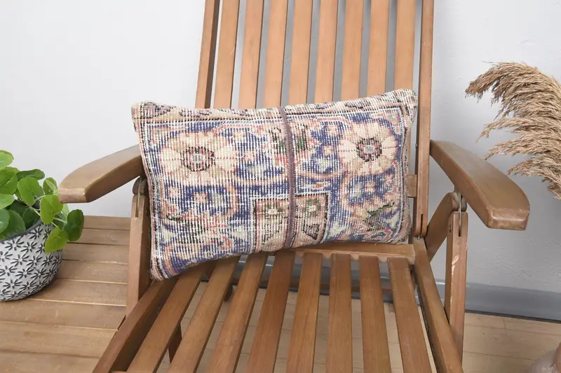 12x20 Blue Pillow Sham, Cushion, Shabby Chic Pillow Sham, Kilim Cushion Sham, Turkish Kilim Pillow, Turkish Corner Cushion, Boho Pillow - 1