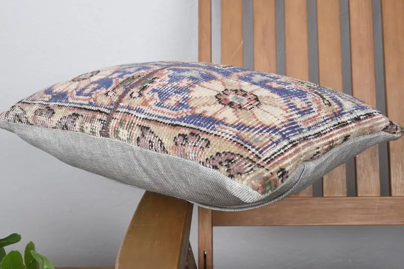 12x20 Blue Pillow Sham, Cushion, Shabby Chic Pillow Sham, Kilim Cushion Sham, Turkish Kilim Pillow, Turkish Corner Cushion, Boho Pillow - 6