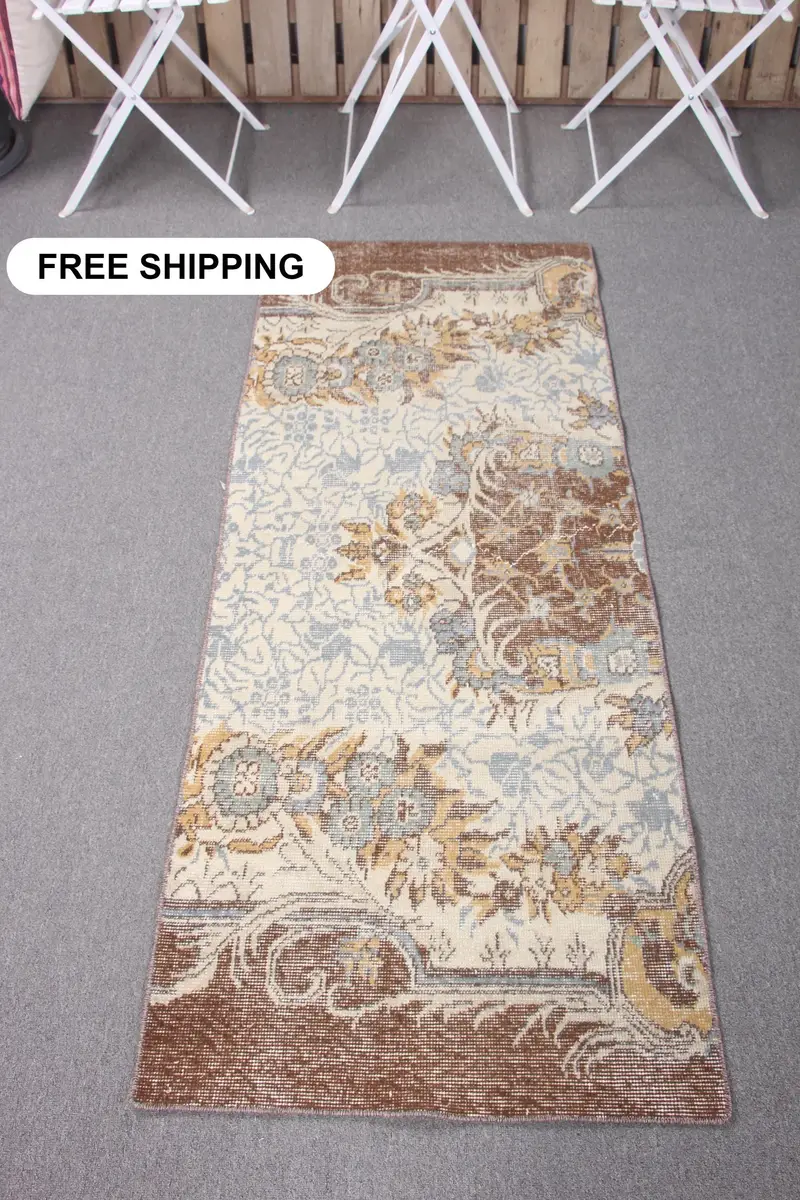 Bej Güneybatı Halı, 2,3x5,6 ft Zarif Ev Dekoru