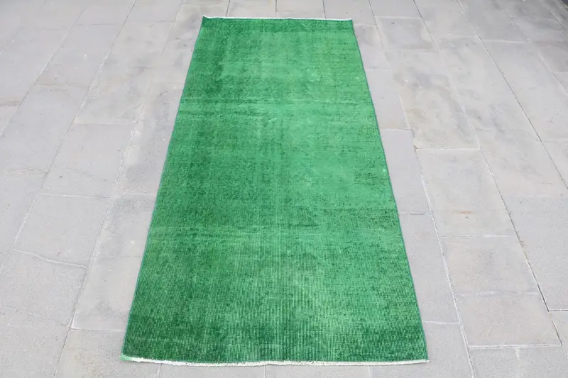 Elegante alfombra floral verde, decoración elegante de 2,9x6,9 pies
