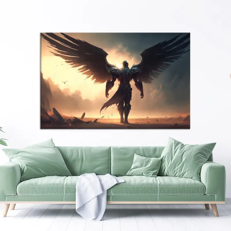 Elegante Kriegerengel-Leinwand: Erzengel-Kunst für Loft & Man Cave