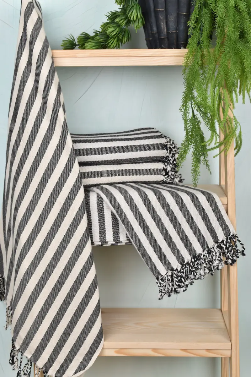 70x40 Linen Striped Towel, Turkish Towel Set, Monogrammed Beach Towel, Wedding Day Gift For Bride, Personalized Wedding Gift, Personalized Gifts - 6