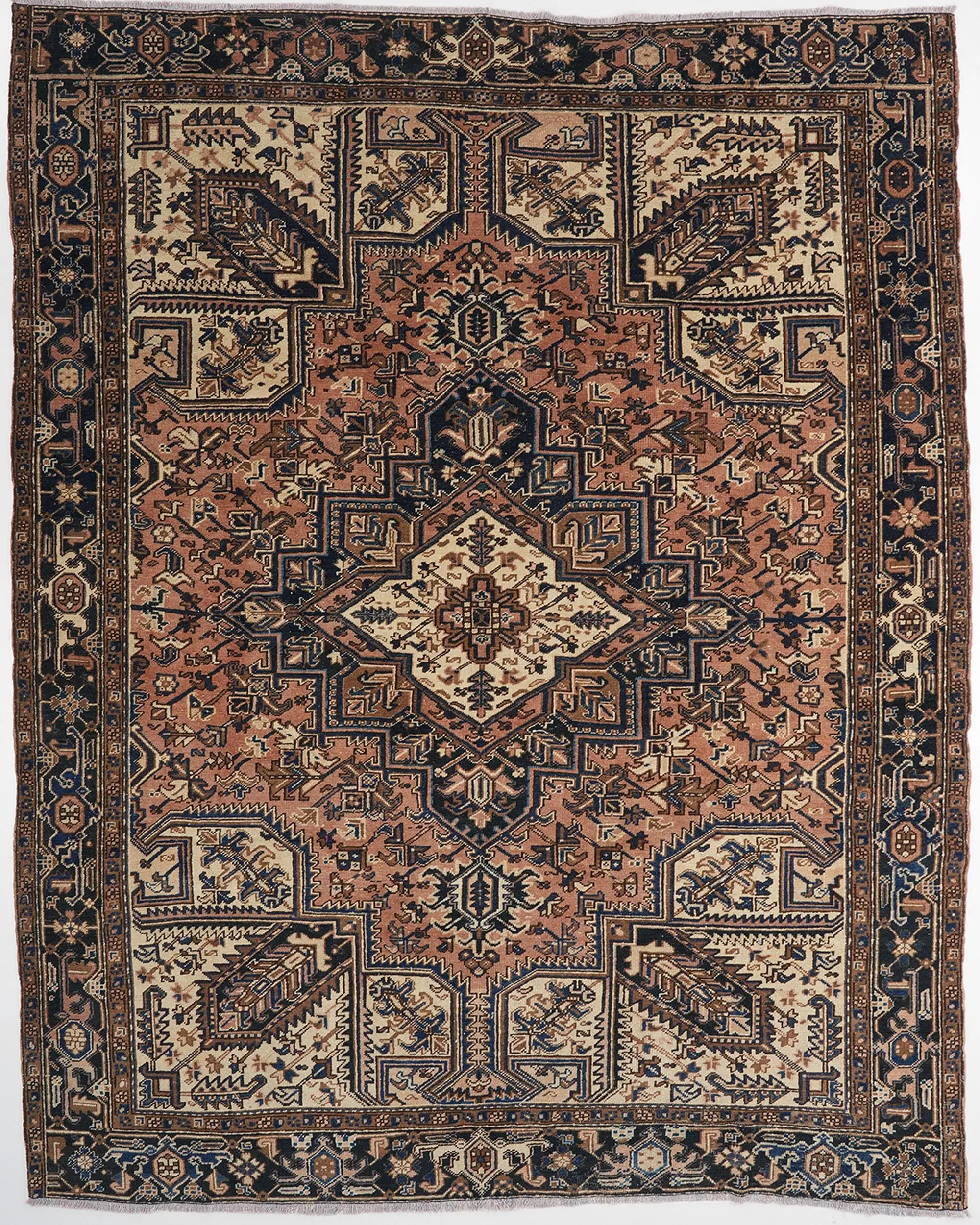 Vintage Turkish Rug, 7.8x10 ft Rug, Blue Ikat Wool Rug - 1