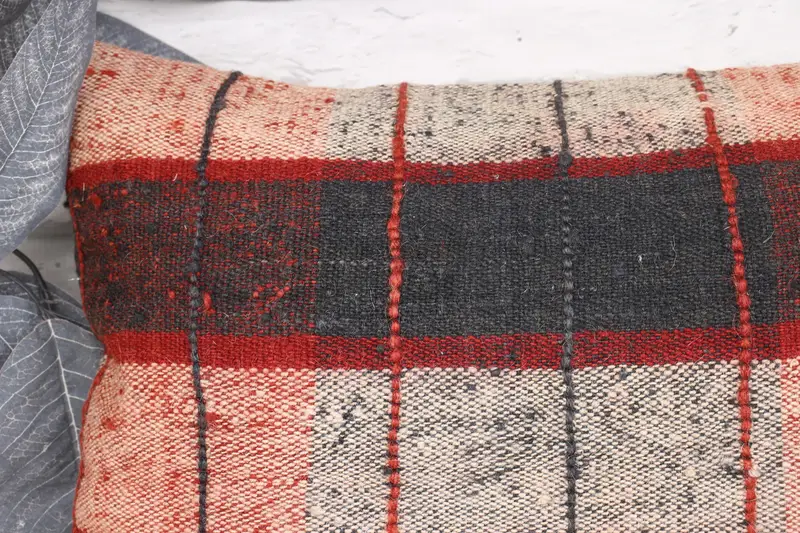 Vintage Pillow, Pet Cushion Case, Pillow Case, Vintage Kilim Pillow, Pillow for Couch, Custom Pillow Cover, Bench Cushion, 12x20 Brown Cushion Case - 2