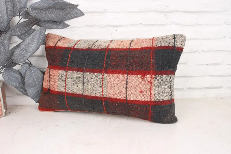 Vintage Pillow, Pet Cushion Case, Pillow Case, Vintage Kilim Pillow, Pillow for Couch, Custom Pillow Cover, Bench Cushion, 12x20 Brown Cushion Case - 4