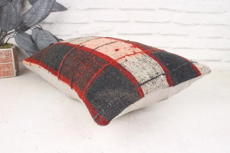Vintage Pillow, Pet Cushion Case, Pillow Case, Vintage Kilim Pillow, Pillow for Couch, Custom Pillow Cover, Bench Cushion, 12x20 Brown Cushion Case - 6