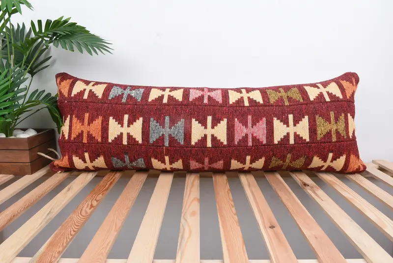 16x43 Beige Cushion Cover, Oriental Cushion Cover, Vintage Kilim Pillow, Boho Pillow Sham Cover, Turkish Kilim Pillow, Hippie Throw Pillow, Pillow - 1