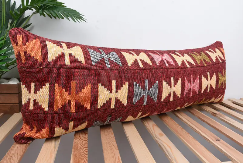16x43 Beige Cushion Cover, Oriental Cushion Cover, Vintage Kilim Pillow, Boho Pillow Sham Cover, Turkish Kilim Pillow, Hippie Throw Pillow, Pillow - 4