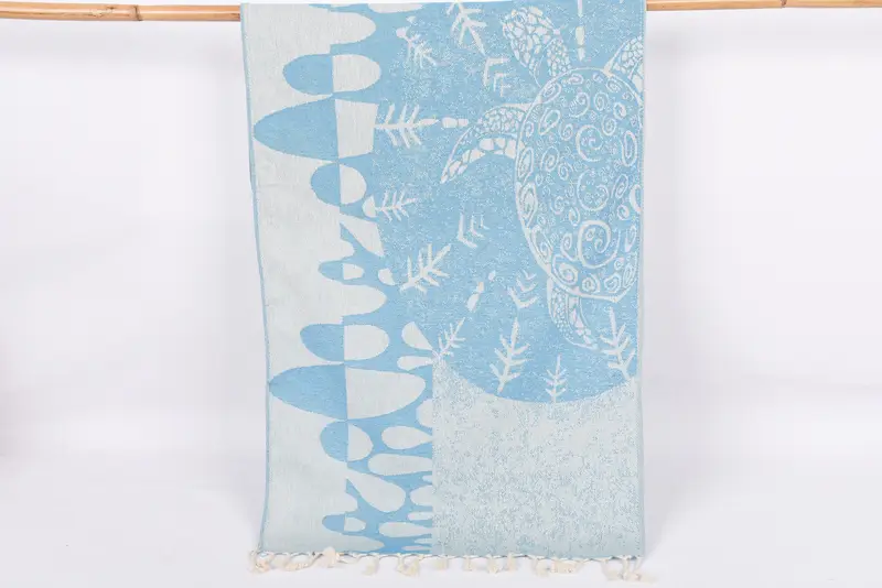 Kitchen Towel Turquoise Turtle Design Tea Towel, 36x18 Inches