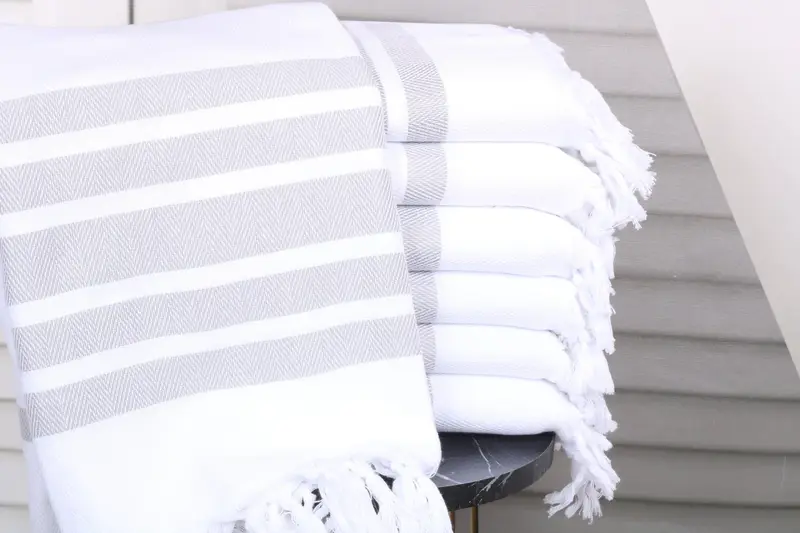 Personalized Turkish Towel Gray Chevron Beach Towel, 40x71 Inches