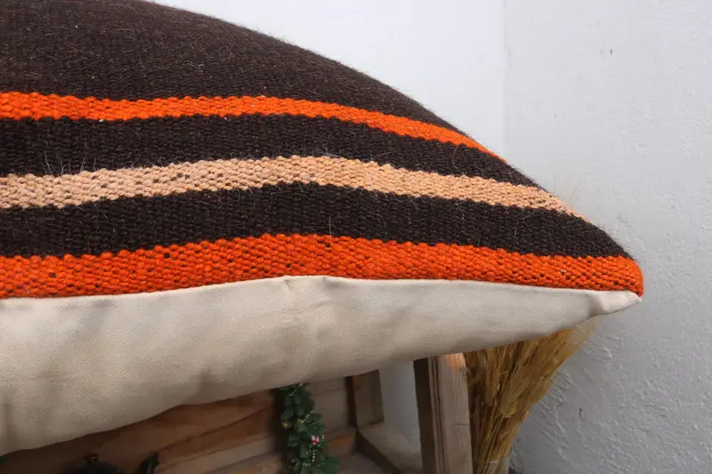 Turkish Pillow, Handmade Kilim Cushion, Wholesale Cushion Case, Vintage Throw Cushion, 28x28 Brown Pillow, Cushion Cover, Gift Pillow - 6