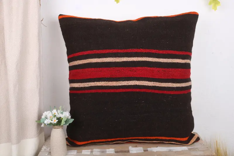 Turkish Pillow, Handmade Kilim Cushion, Wholesale Cushion Case, Vintage Throw Cushion, 28x28 Brown Pillow, Cushion Cover, Gift Pillow - 2