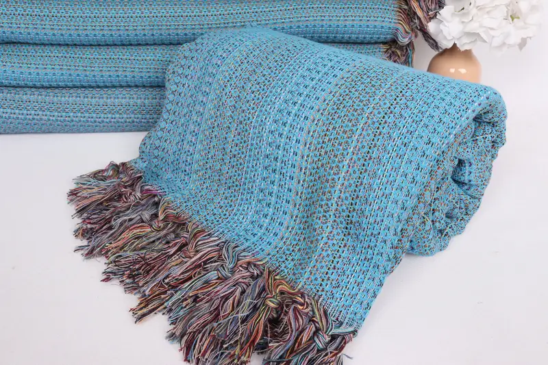 Bride Gift, Boho Throw Blankets, Throw Blanket Couch, Personalized Blanket, Extra Large Tablecloth, 90x88 Cotton Colorful Diamond Towel - 4