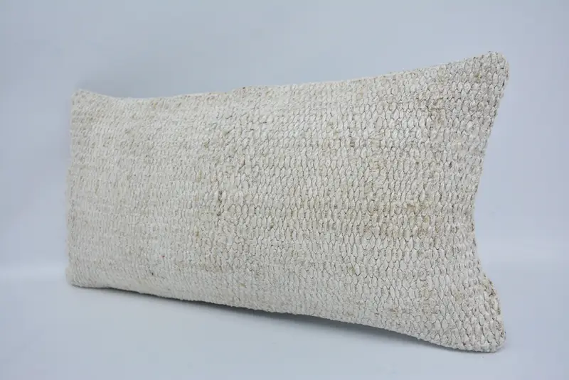 Throw Kilim Pillow, Pillow Sham, Boho Chic Cushion, 12x24 White Cushion Case, Kilim Pillow Cover, Armchair Cushion Case, Kilim Cushion Sham - 4
