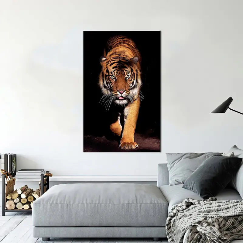 Tiger tuval sanatı, vahşi hayvan sanatı, vahşi yaşam duvar dekoru, insan mağarası, modern tuval dekor, kaplan sevgilisi hediyesi, çocuk odası sanat dekoru, tuval duvar sanatı - 2