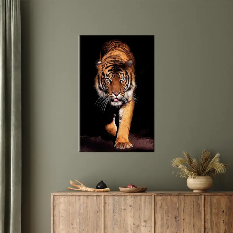 Tiger tuval sanatı, vahşi hayvan sanatı, vahşi yaşam duvar dekoru, insan mağarası, modern tuval dekor, kaplan sevgilisi hediyesi, çocuk odası sanat dekoru, tuval duvar sanatı - 1