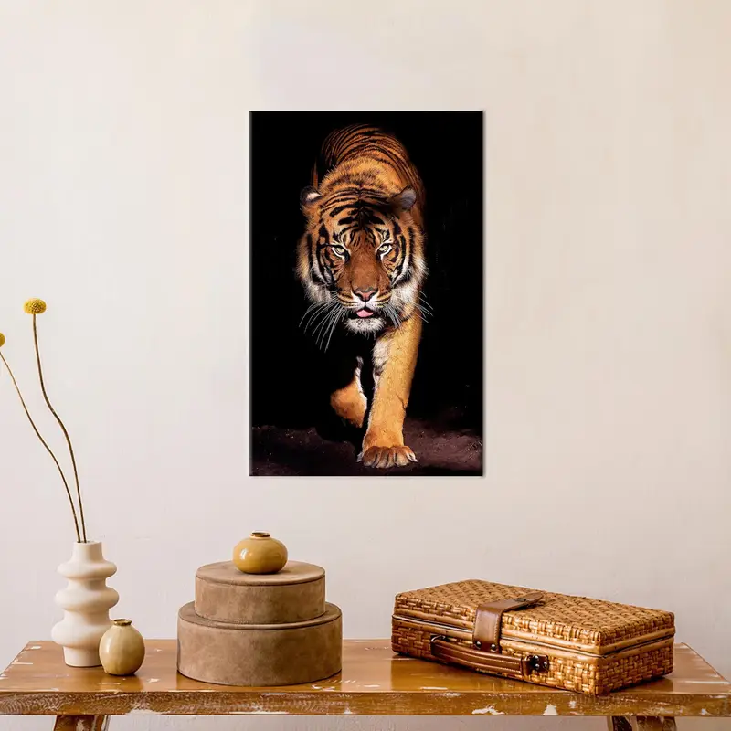 Tiger tuval sanatı, vahşi hayvan sanatı, vahşi yaşam duvar dekoru, insan mağarası, modern tuval dekor, kaplan sevgilisi hediyesi, çocuk odası sanat dekoru, tuval duvar sanatı - 3