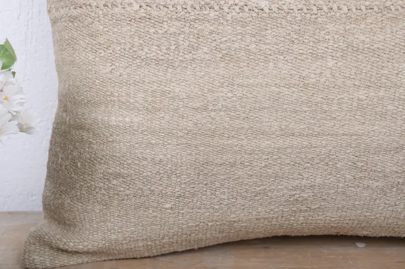Square Throw Cushion Cover, Pillow for Sofa, 16x24 Beige Pillow Case, Antique Pillows, Knitted Pillow, Turkish Pillow, Cushion Cover - 3