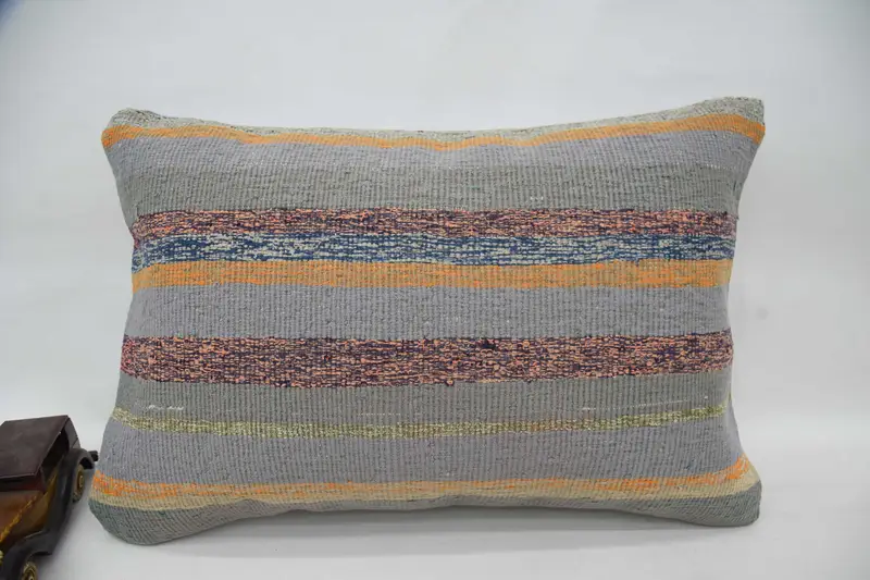 Indoor Cushion Cover, Throw Kilim Pillow, Ethnical Kilim Rug Pillow, Boho Pillow, 16x24 Gray Cushion Cover, Cushion Cover - 4