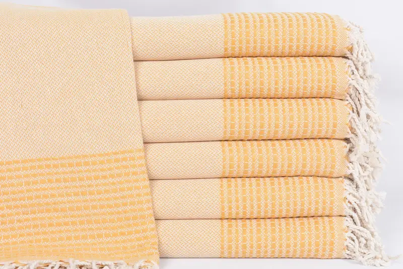 Gift For Boyfriend, 69x36 Mustard Striped Towel, Home Decor Gift, Organic Cotton