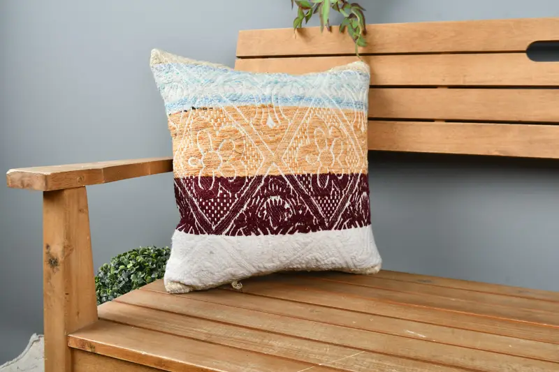 Cushion Cover, Vintage Kilim Pillow, Ethnical Kilim Rug Pillow, Living Room Throw Cushion Case, Kilim Pillow, 16x16 Beige Cushion Case - 1
