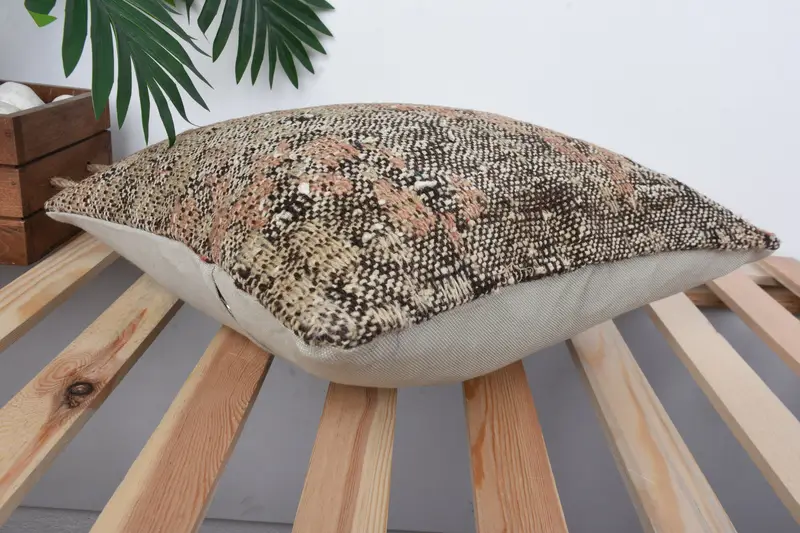 Ottoman Cushion Case, Interior Designer Pillow, Boho Pillow Sham Cover, Pillow Cover, 16x16 Brown Cushion Cover, Throw Kilim Pillow - 6