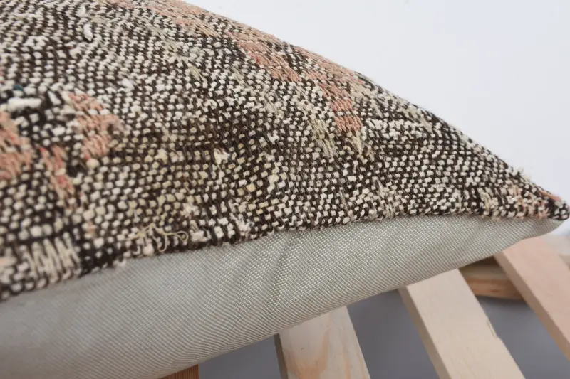 Ottoman Cushion Case, Interior Designer Pillow, Boho Pillow Sham Cover, Pillow Cover, 16x16 Brown Cushion Cover, Throw Kilim Pillow - 7