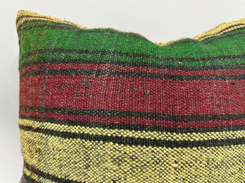 Vintage Kilim Pillow, 20x20 Green Pillow Sham, Cushion, Kilim Cushion Sham, Sofa Bolster Cushion Cover, Handmade Kilim Cushion - 5