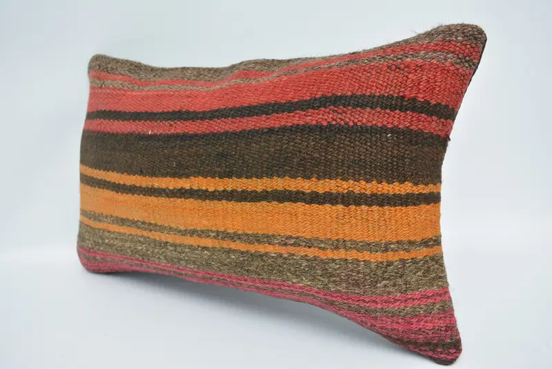 Boho Pillow, Turkish Kilim Pillow, Accent Throw Pillow Sham, Ethnic Throw Pillow, 12x20 Brown Pillow Case, Pillow Case, Kilim Pillow - 4