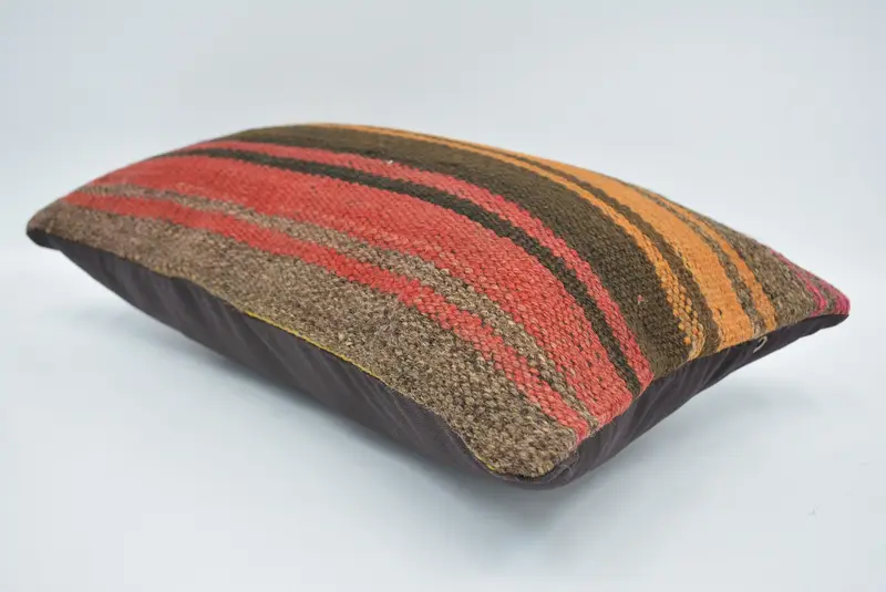 Boho Pillow, Turkish Kilim Pillow, Accent Throw Pillow Sham, Ethnic Throw Pillow, 12x20 Brown Pillow Case, Pillow Case, Kilim Pillow - 6