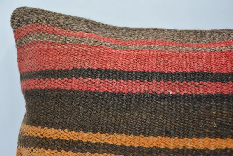 Boho Pillow, Turkish Kilim Pillow, Accent Throw Pillow Sham, Ethnic Throw Pillow, 12x20 Brown Pillow Case, Pillow Case, Kilim Pillow - 2