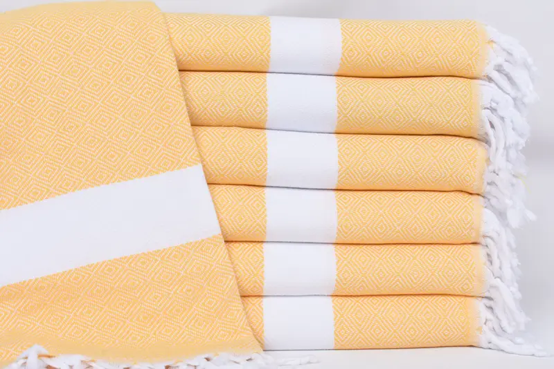 Beach Towel Personalized Turkish Cotton Dark Yellow Diamond, 70x40 Inches