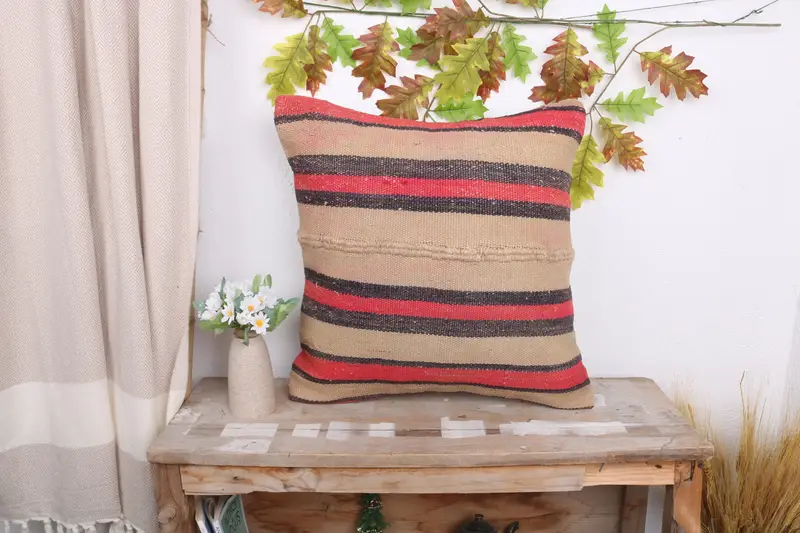 20x20 Red Pillow Cover, Interior Designer Pillow, Pillow for Couch, Bench Cushion Cover, Living Room Throw Cushion Cover, Boho Pillow, Pillow Sham - 1