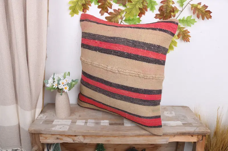 20x20 Red Pillow Cover, Interior Designer Pillow, Pillow for Couch, Bench Cushion Cover, Living Room Throw Cushion Cover, Boho Pillow, Pillow Sham - 4