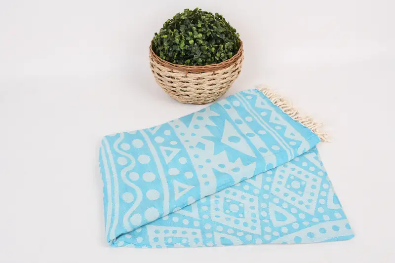 Organic Cotton Towel, Sand-free towel, Monogrammed Beach Towel, 70x40 Cotton Round Pattern Towel, Organic Turkish towel, Wedding Gift For Bride - 4