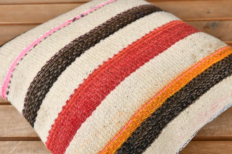 Vintage Kilim Pillow, Cushion Cover, Outdoor Throw Cushion Cover, Throw Kilim Pillow, Home Decor Pillow, 12x12 Brown Pillow Sham - 3