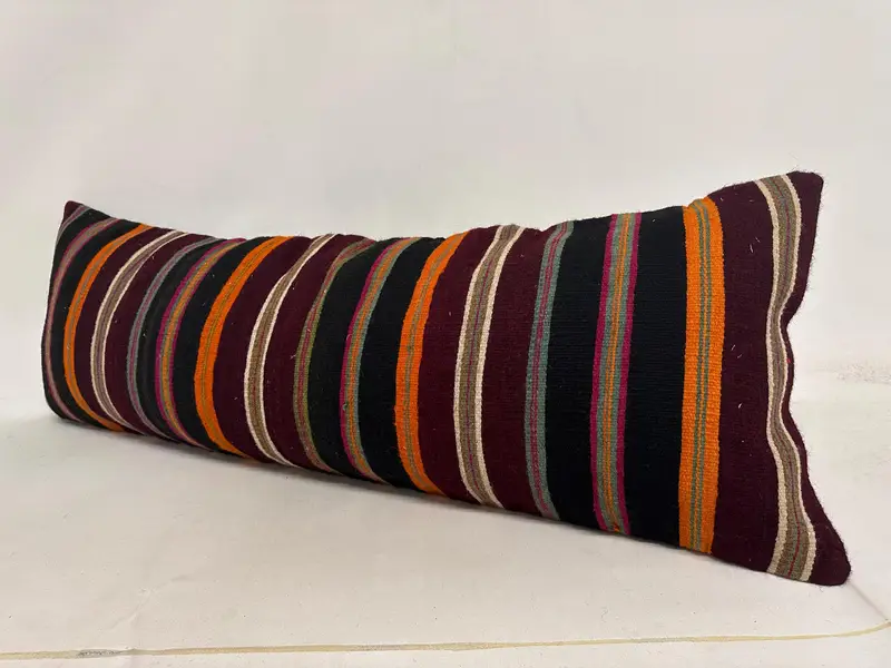 Handmade Kilim Cushion, Home Decor Pillow, Authentic Pillow Sham, 16x48 Red Pillow Sham, Vintage Pillow, Office Chair Pillow, Pillow Sham - 4
