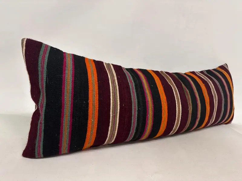 Handmade Kilim Cushion, Home Decor Pillow, Authentic Pillow Sham, 16x48 Red Pillow Sham, Vintage Pillow, Office Chair Pillow, Pillow Sham - 3