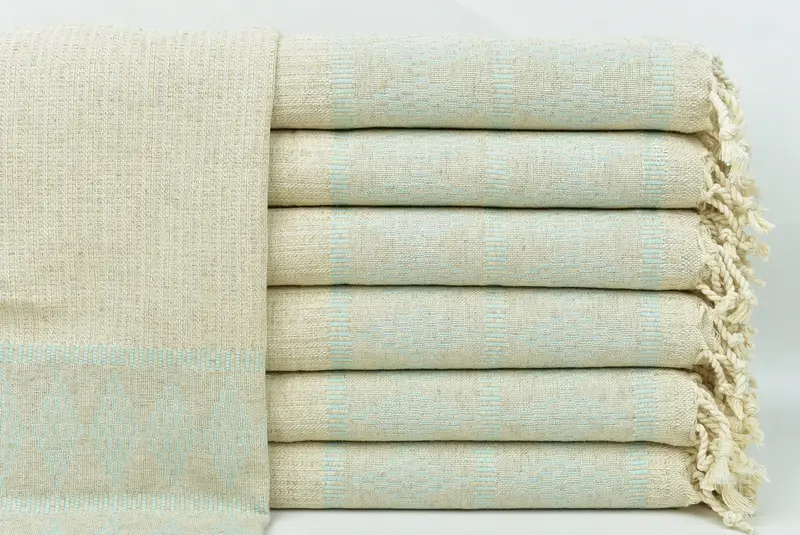 Onun için hediye, mutfak havlu, kişiselleştirilmiş el havlu, monogram mutfak havlu, Noel hediyesi, organik çay havlu, 40x20 keten Kilim Tasarım Havlu - 1